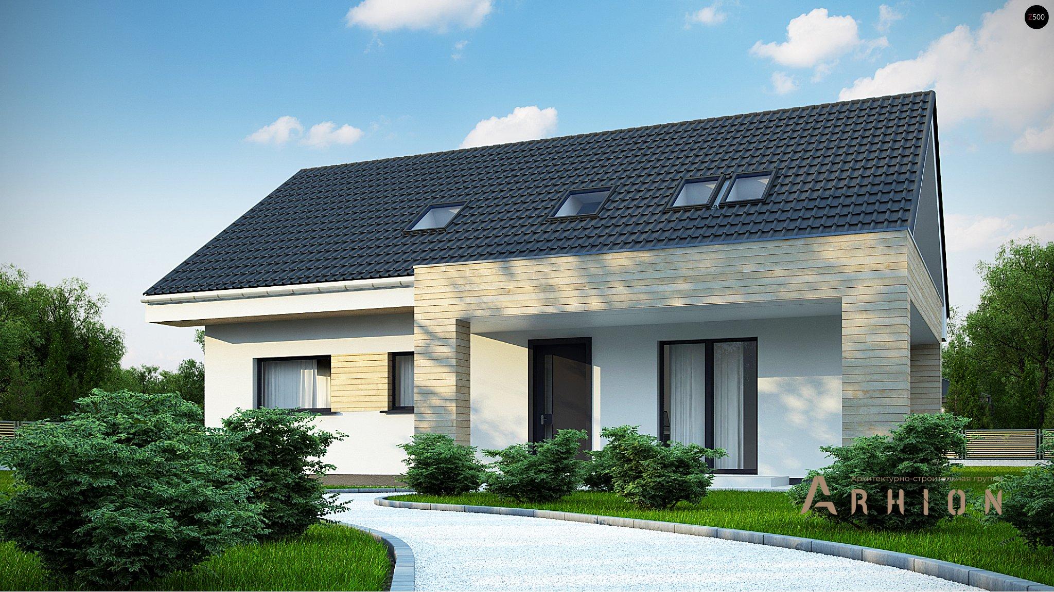 3. Проект одноэтажного дома в канадском стиле с двускатной кровлей, Z160 A, площадью - 181 кв c мансардой, терассой, балконом, эркером